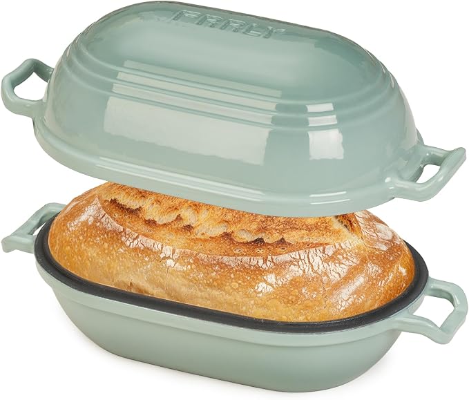 Enameled Cast Iron Dutch Oven for Sourdough Bread Baking, 9 x 5-4/5 Inch Oval by FRRLY