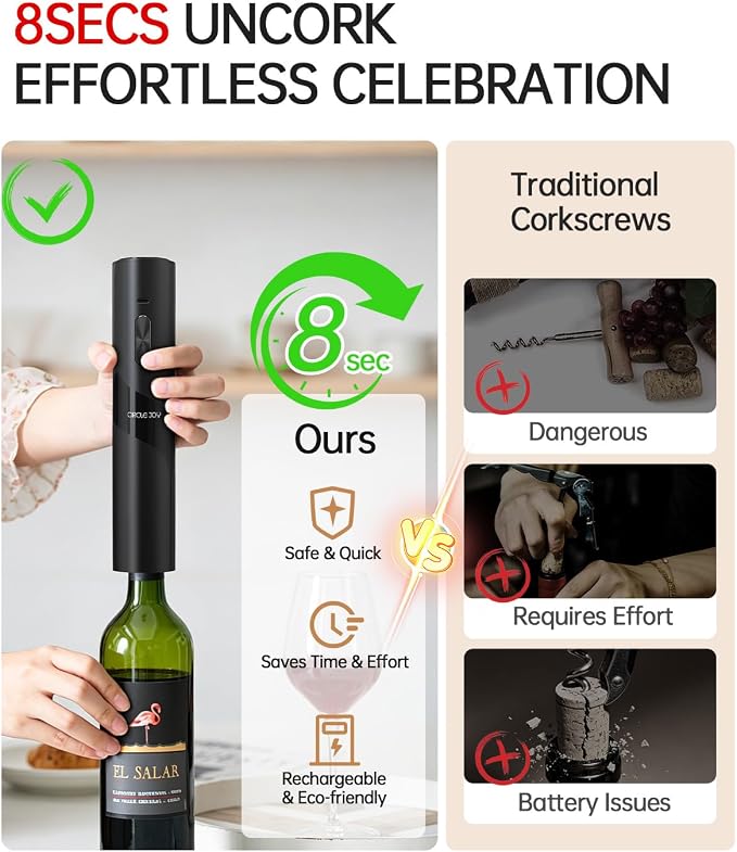 CIRCLE JOY Rechargeable Wine Opener Electric Wine Bottle Opener 7-in-1 Wine - Image 2