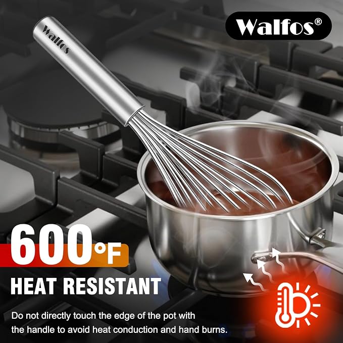 Walfos Whisk, 304 Stainless Steel whisk, No-Rust 7+9+11inch Whisks - Image 6