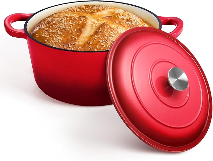 P&P CHEF 7QT Enameled Dutch Oven, Cast Iron Dutch Oven Pot by PPCHEF