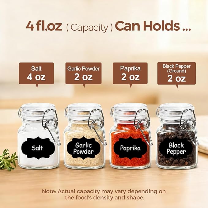 ComSaf Set of 12 Square Glass Spice Jars - Image 3