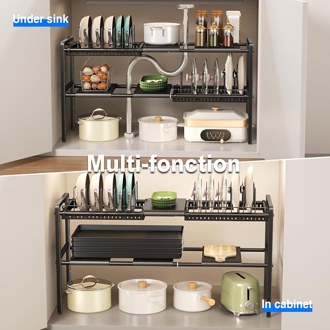Mustorn Pots and Pans Organizer Under Cabinet, Expandable 2 Tier Under Sink - Image 7