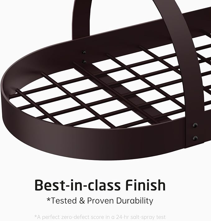 KES 34 Inch Oiled Bronze Hanging Pot Rack, Heavy Duty Oval Pot and Pan Hanging - Image 6