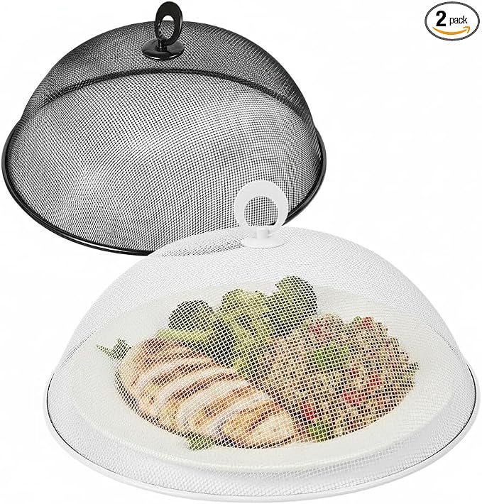 MAGICLULU 2-Pack Metal Mesh Food Covers, 11.8-Inch Net Dome Plate Fly Tents by MAGICLULU