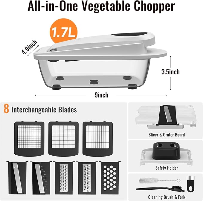 8 Blade All-in-1 Vegetable Chopper Mandoline Slicer - Image 2