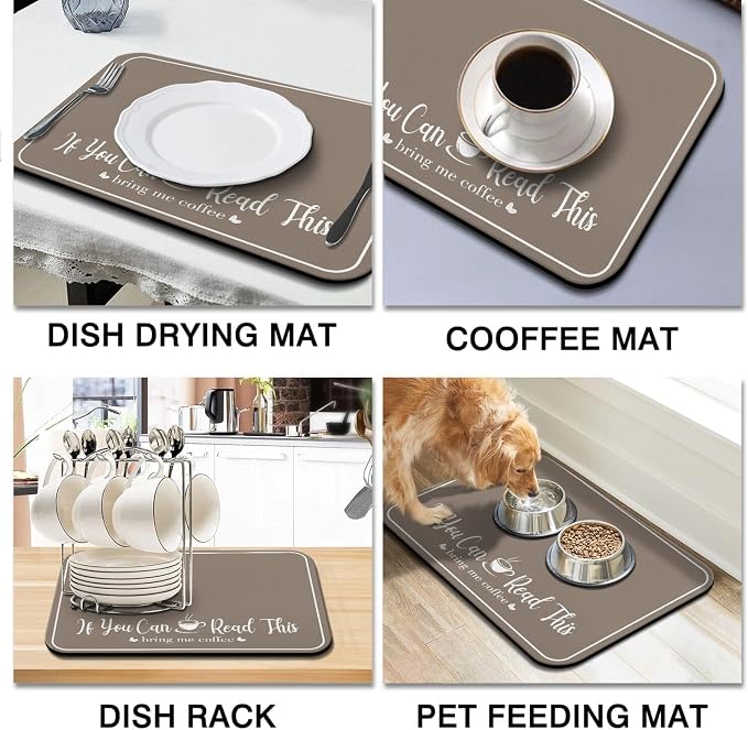 Coffee Bar Mat for Countertops 19inx12in, Absorbent Hide Stain Anti-Slip Cafe - Image 9