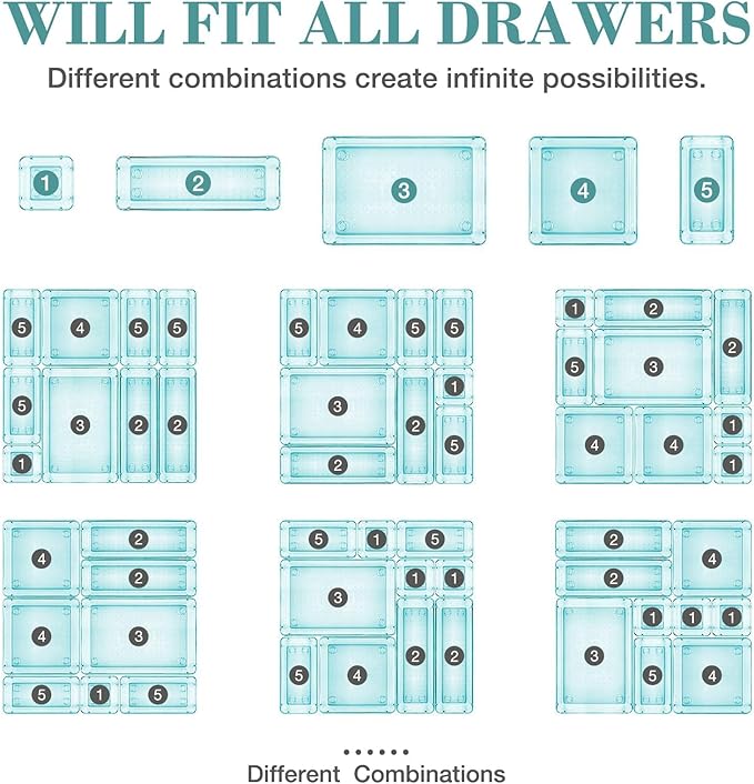StorMiracle 23 PCS Drawer Organizer Set, 5 Varied Size Bathroom and kitchen - Image 4