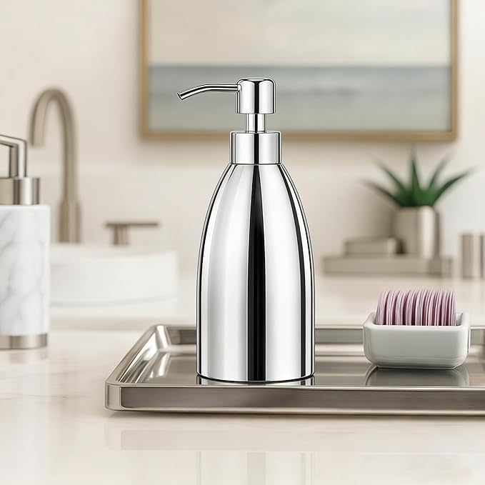 304 Stainless Steel Soap Dispenser 16oz Rust-Proof Liquid Soap Pump Bottle - Image 2