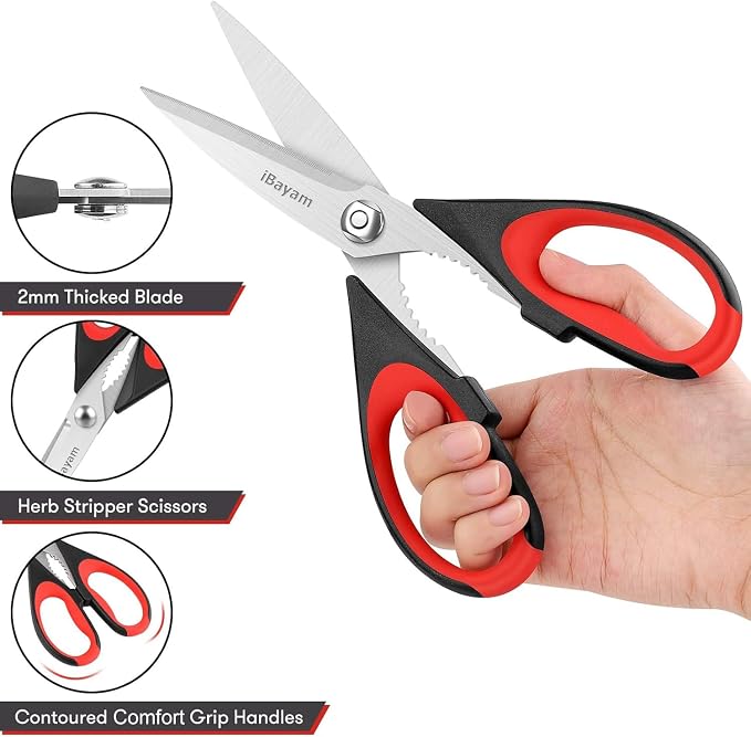 iBayam 3-Pack 8.5"Kitchen Scissors All Purpose Heavy Duty - Image 6