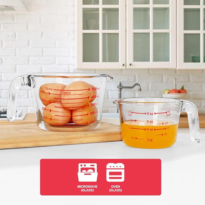 KOMUEE 4 Piece Glass Measuring Cups Set, 5 Oz, 4-Cup Liquid Measuring Cups - Image 2