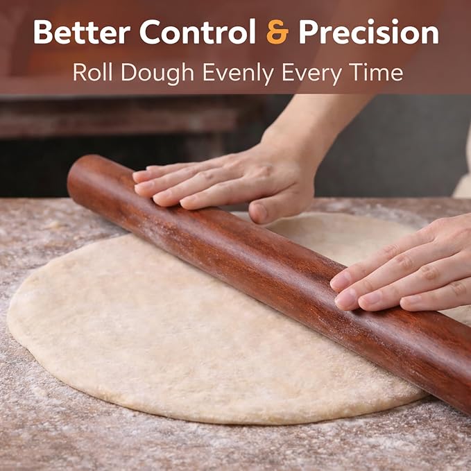 17 Inch French Rolling Pin, Wooden Dough Roller - Image 7