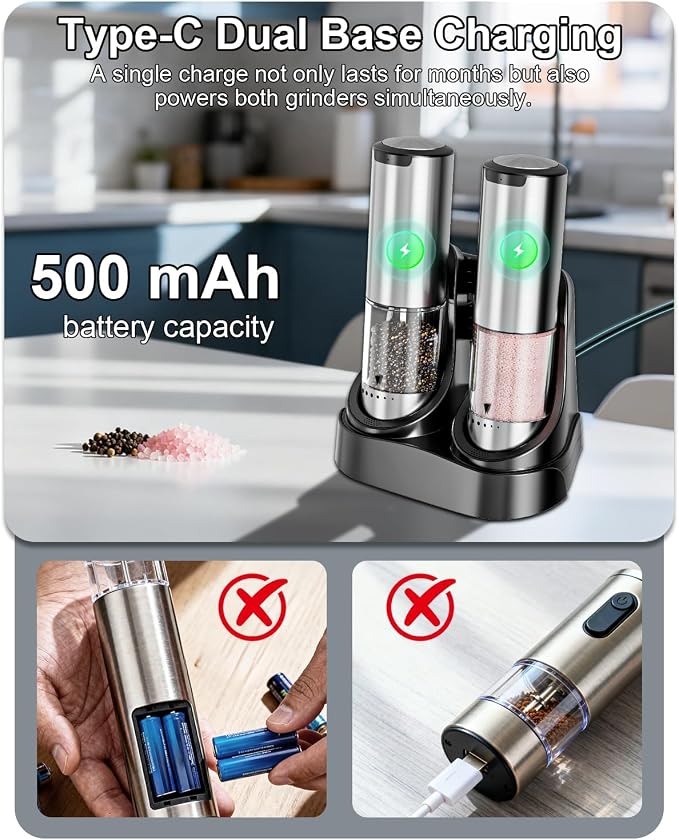 Electric Salt and Pepper Grinder Set - Image 3
