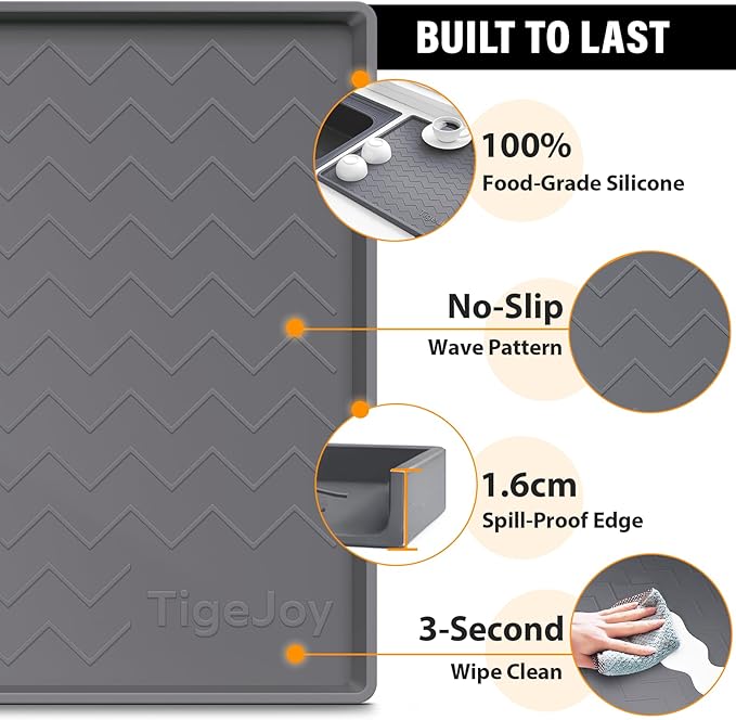 TigeJoy Under Sink Mats for Kitchen Waterproof, Leak-Proof Silicone Mat Sink - Image 4