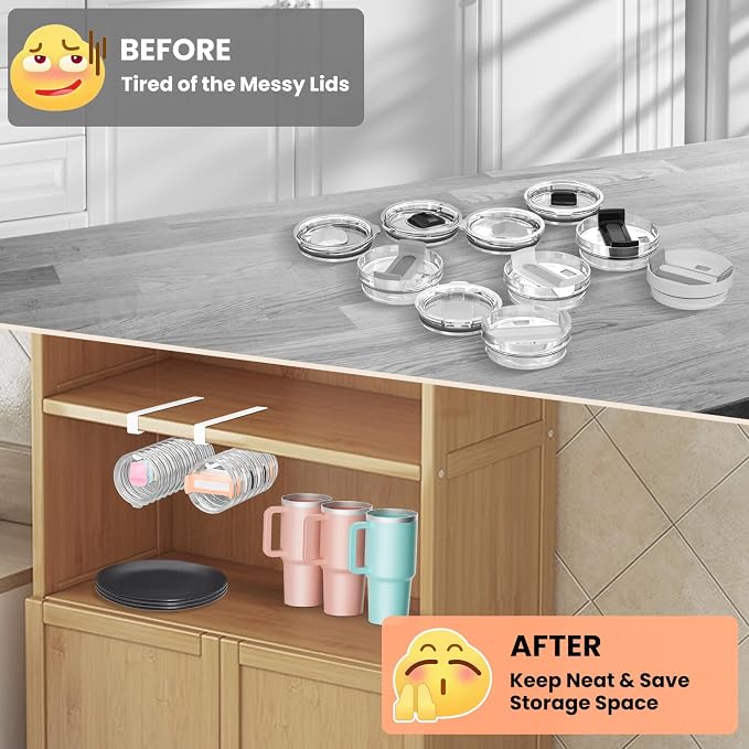 2 Pack Large Tumbler Lid Organizer, Under Cabinet Cup Lid Holder - Image 6