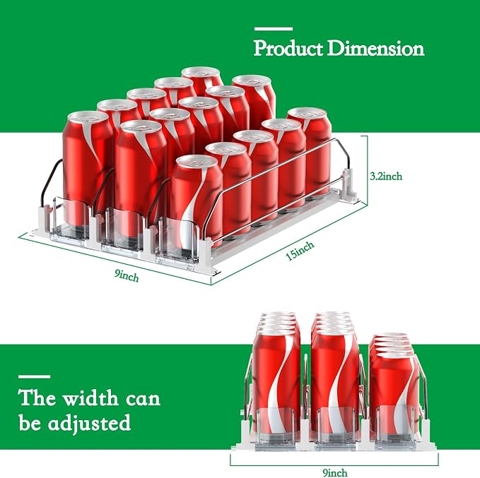 Drink Organizer for Fridge-White Automatic Pusher Glide, 12oz 16oz 20oz-Soda - Image 4