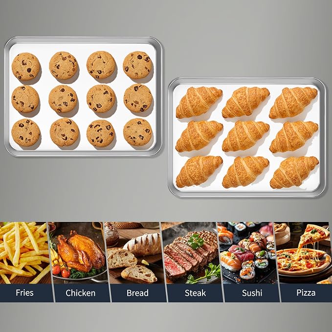 Stainless Steel Baking Sheet Set of 2-16" x 12" x 1" Heavy Duty Cookie Sheets - Image 6