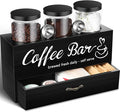 3 Pcs Coffee Canister Set with Shelf and Spoon Plastic Coffee Bean Storage by Skybooly