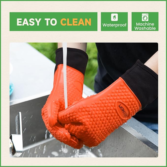 GEEKHOM BBQ Gloves Heat Resistant Oven Mitts - Image 3