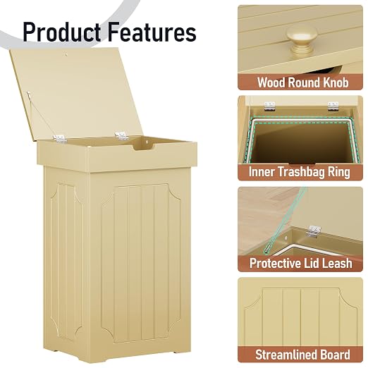 Function Home Trash Can Cabinet, 13 Gallon Kitchen Garbage Can, Wood Recycling - Image 8