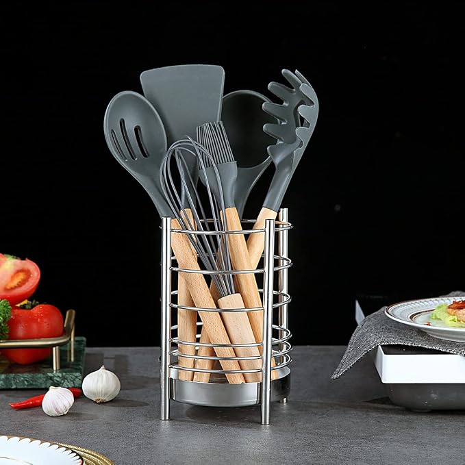 Kitchen Utensil Holder for Kitchen Counter, Stainless Steel Utensil Crocks - Image 5