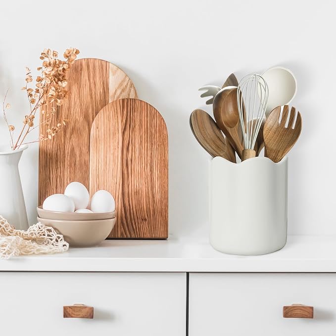 Large Utensil Holder for Kitchen Counter, Ceramic Kitchen Utensil Crock - Image 6