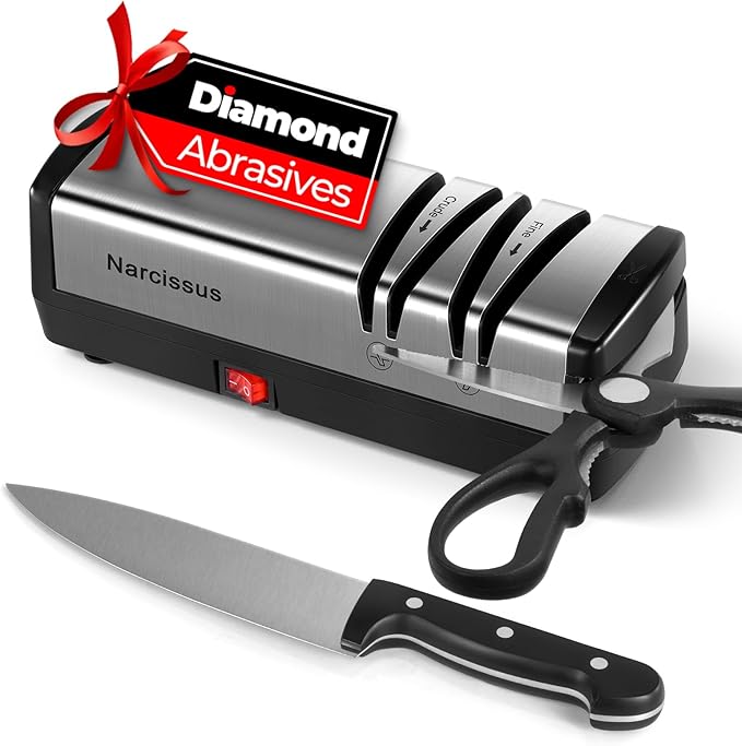 Narcissus Knife Sharpener, Diamond Abrasives Electric Knife Sharpener by Narcissus