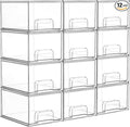 Vtopmart 12 Pack Small Clear Stackable Storage Drawers, Acrylic Bathroom Makeup by Vtopmart