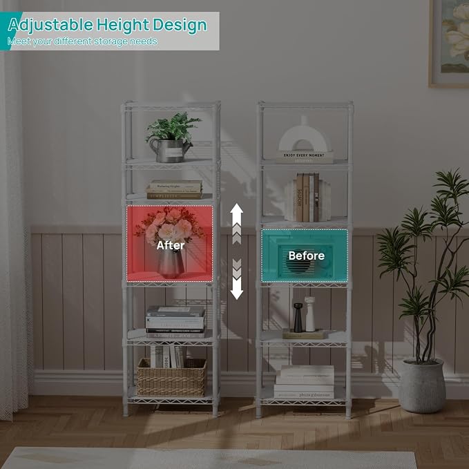 SINGAYE 6 Shelves Storage Shelf Wire Closet Bathroom Organizers Metal Pantry - Image 7