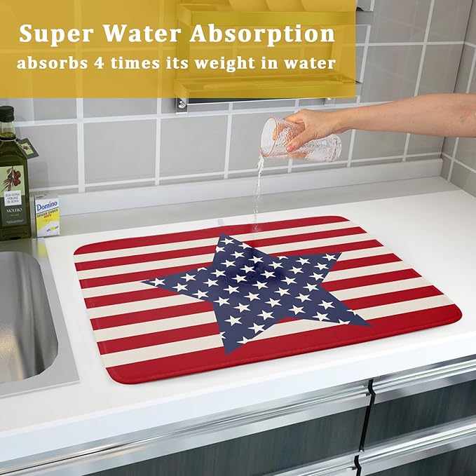 Blue Star Patriotic July of 4th Dish Drying Mat - Image 7