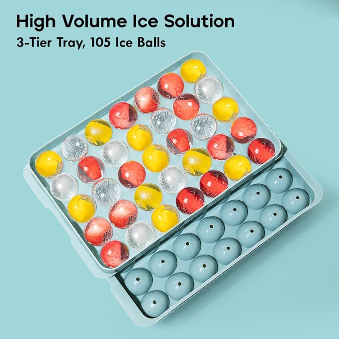 Ice Cube Trays with Lid and Bin, 1.0 IN Small Round Ice Cube Mold - Image 2