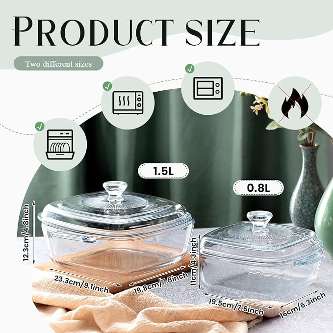 Maxcheck 2 Pieces Glass Casserole Dish - Image 2