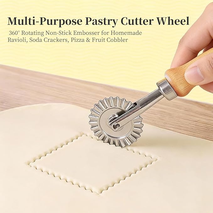Fluted Pastry Wheel Cutter, 1.5 Inch Pasta Cutter Wheel - Image 6