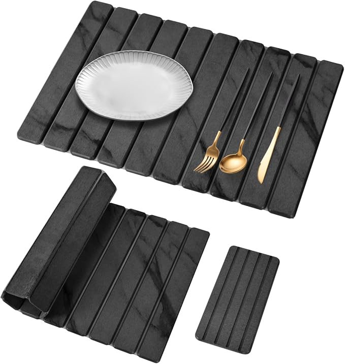 2 PCS Stone Dish Drying Mat for Kitchen Counter, Fast Drying Collapsible Dish by Unknown