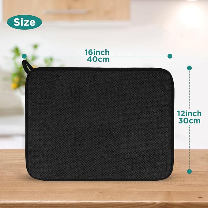 GeeRic Microfiber Dish Drying Mat, Super Absorbent Kitchen Dish Drying Pad - Image 2