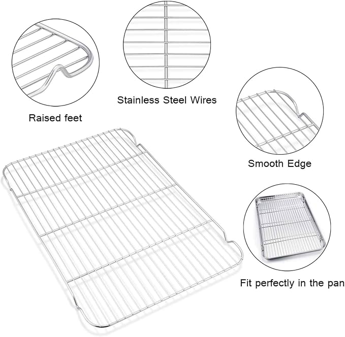 TeamFar Baking Sheet with Cooling Rack, Stainless Steel Half Size Cookie Sheet - Image 6