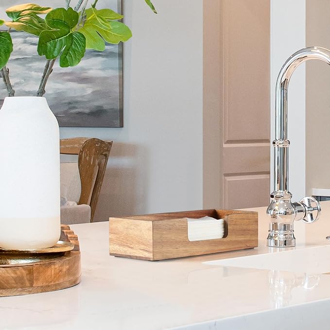 Paper Towel Dispenser Countertop, Acacia Wood Folded Paper Hand Towel Holder - Image 5