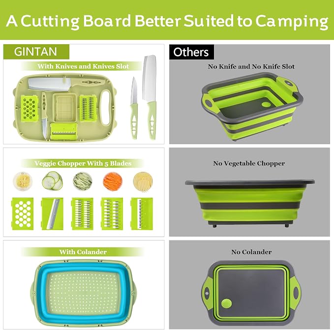 Gintan Camping Cutting Board, 9-in-1 Collapsible Chopping Board - Image 3