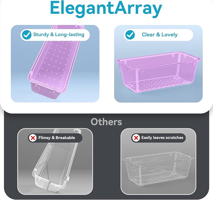 ElegantArray 12-Piece Drawer Organizer Set, 4 Sizes Versatile Plastic Vanity - Image 3