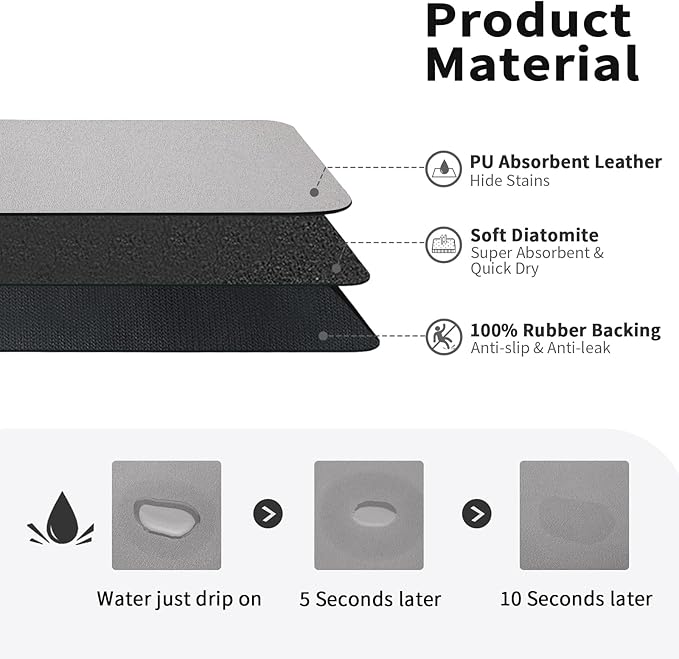 HotLive Dish Drying Mat for Kitchen Counter, Heat Resistant Drainer Mats - Image 2