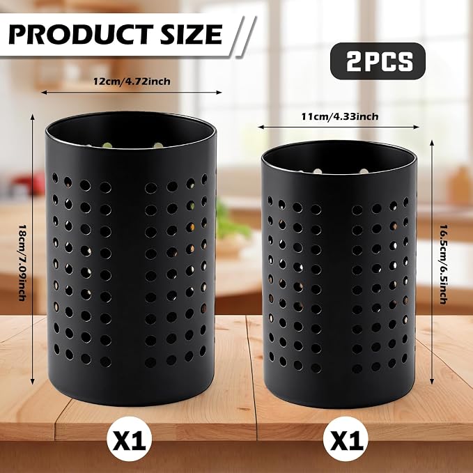 2PCS Black Stainless Steel Utensil Holder and Utensil Drying Holder, as a - Image 2