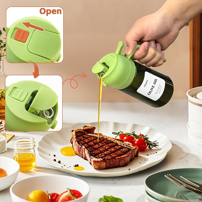 mqnxoi 2 in 1 Glass Oil Sprayer & Dispenser, 16oz/470ml Olive Cooking, Air Fryer - Image 5