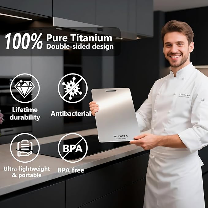 3-Pack Titanium Cutting Board Set, Non-Slip & Double-Sided Design, 100% Pure - Image 2