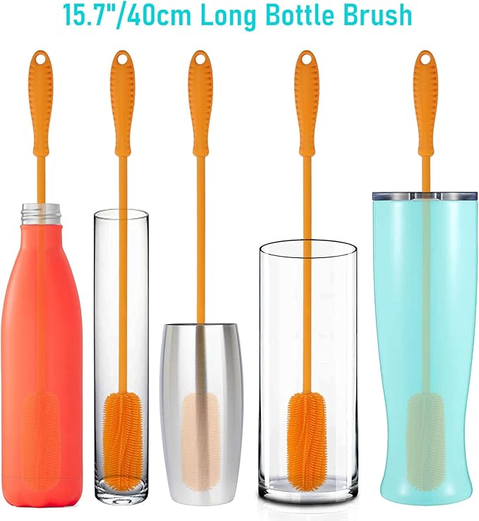 15.7" Silicone Bottle Brush, ddLUCK Water Bottle Cleaner Brush - Image 8