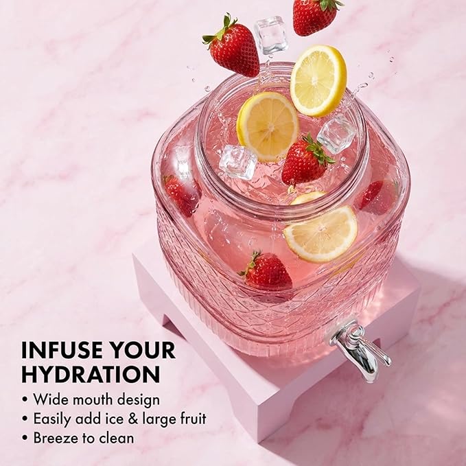 Beverage Dispenser 1 Gallon, Glass Drink Dispenser - Image 4