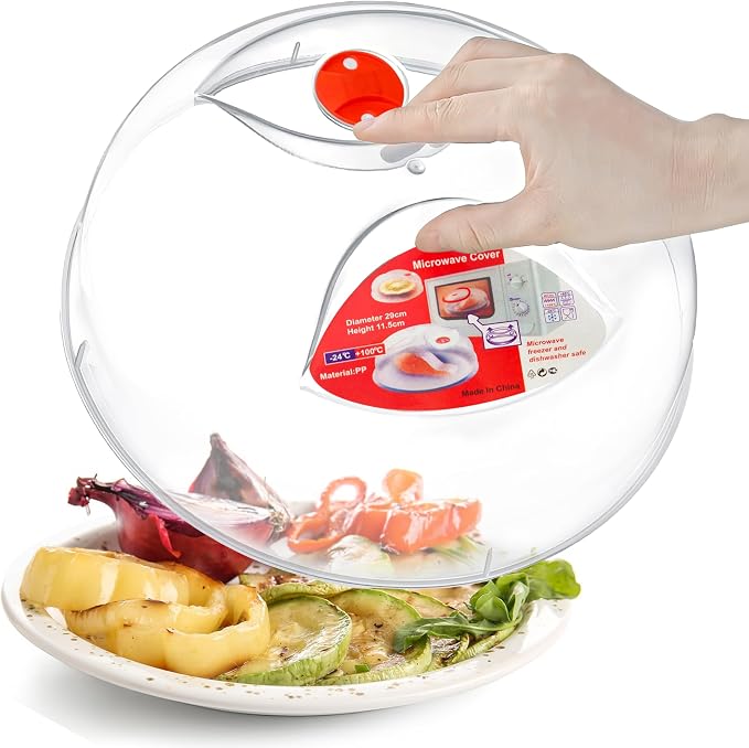Large Microwave Cover for Food Easy Grip Microwave Splatter Cover Guard Lid by Layron