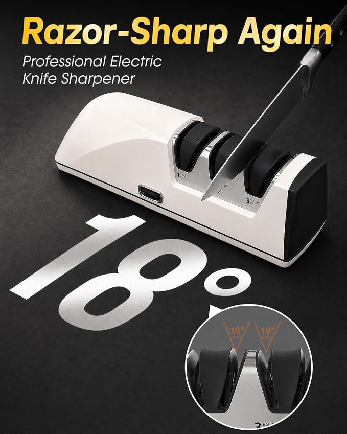 Professional Electric Knife Sharpener, 3-Stage High-Grit Diamond Sharpening - Image 3