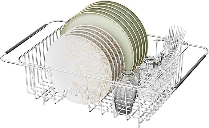 JAQ Over Sink Dish Drying Rack for Medium to Large Sink, Expandable 15.08"–22.4" by JAQ-BuyNow
