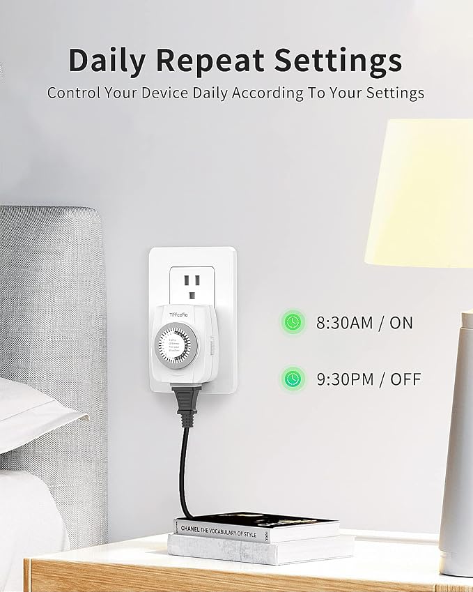 TiFFCOFiO Indoor Mechanical Outlet Timer, 3 Prong Timers - Image 4