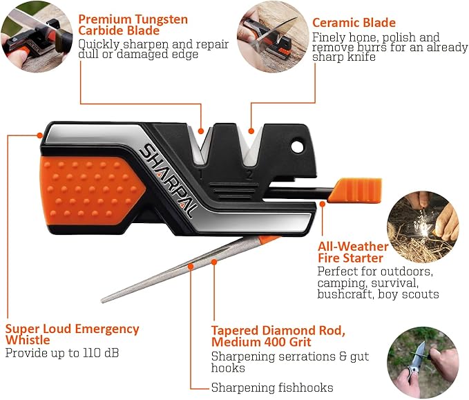 SHARPAL 101N 6-in-1 Pocket Knife Sharpener & Survival Tool – Diamond Sharpening - Image 2