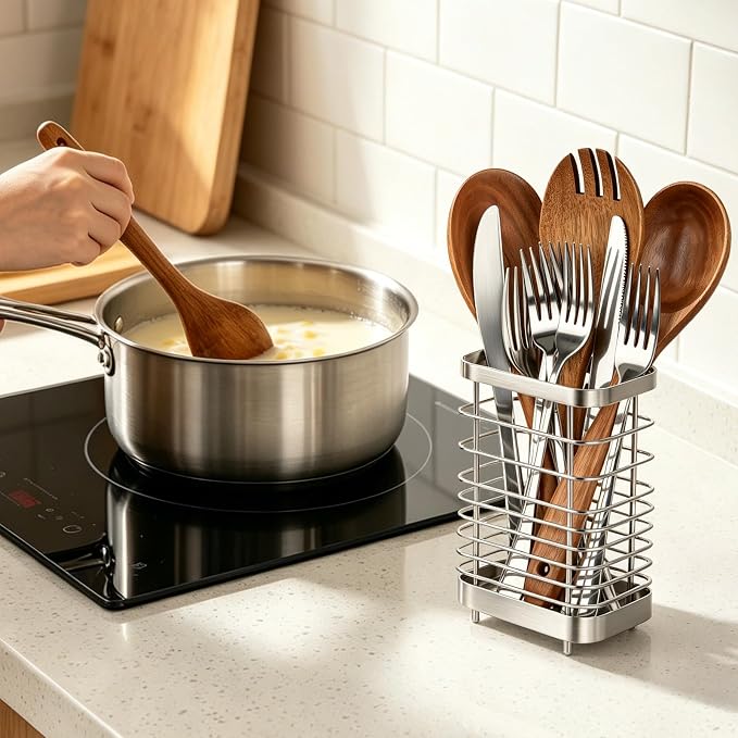 Utensil Holder, Stainless Steel Utensil Drying Rack - Image 6